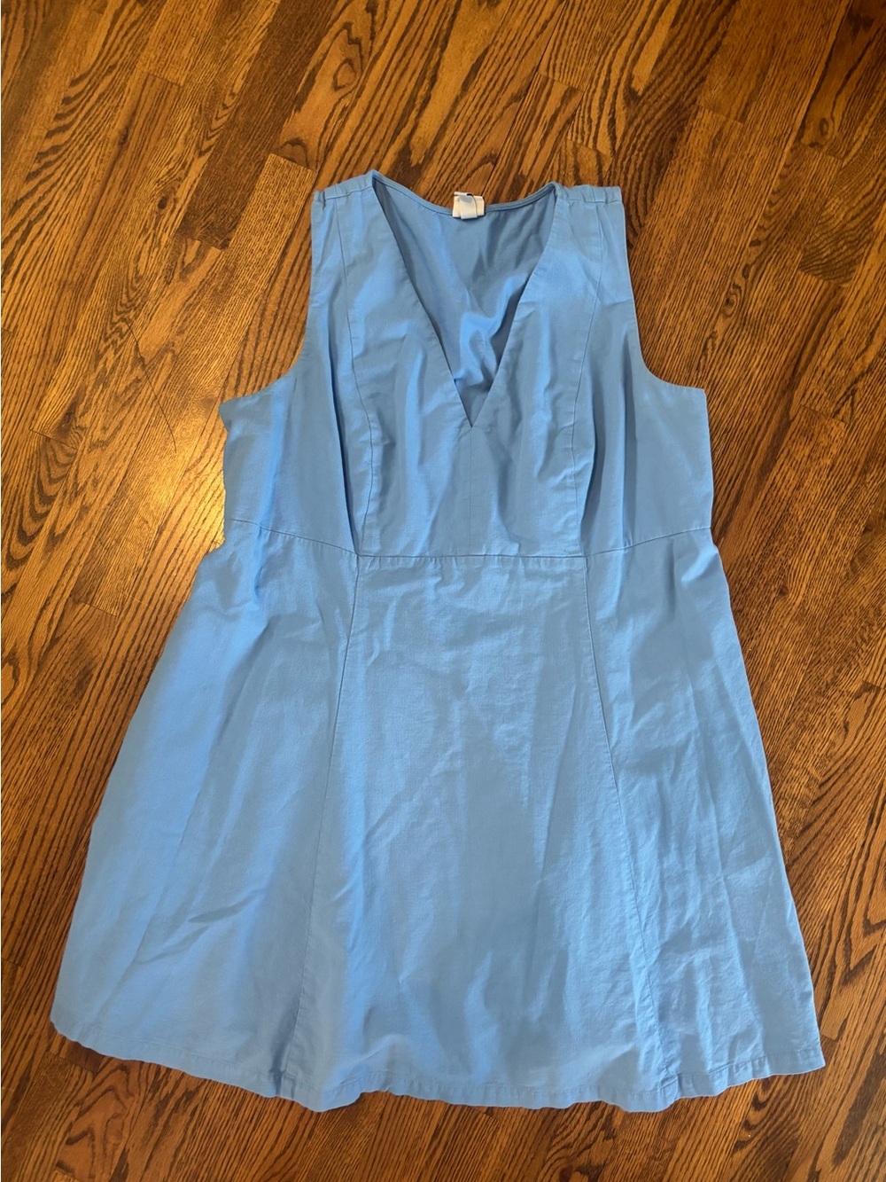 A New Day Blue Fit & Flare Mini Dress - Size 22 - Sleeveless V-Neck with Pockets